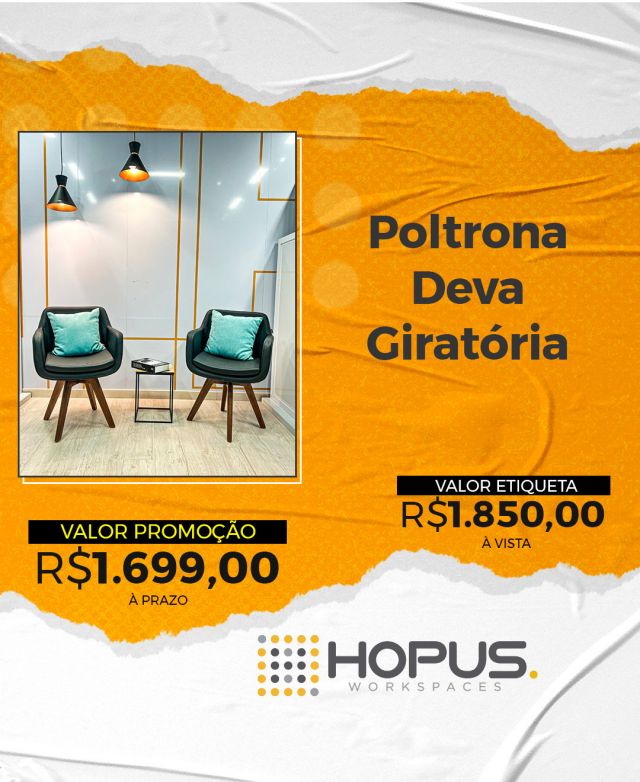 Se você está procurando uma poltrona elegante e confortável para sua casa ou escritório, a Poltrona Deva Giratória é a escolha certa! 

Com revestimento CEC Preto e pés em madeira, ela dá um toque sofisticado ao ambiente. E o melhor? Está com um preço imperdível! 

De R$ 1.850,00 à vista por apenas R$ 1.699,00 a prazo, em até 10x no cartão de crédito sem juros. 

Não perca essa oportunidade de ter um móvel de qualidade e com condições de pagamento diferenciadas.

#hopusworkspaces #móveis #conforto #estilo #qualidade #ergonômico